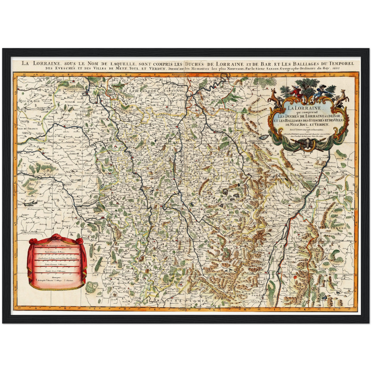 Historische Landkarte Lothringen um 1692