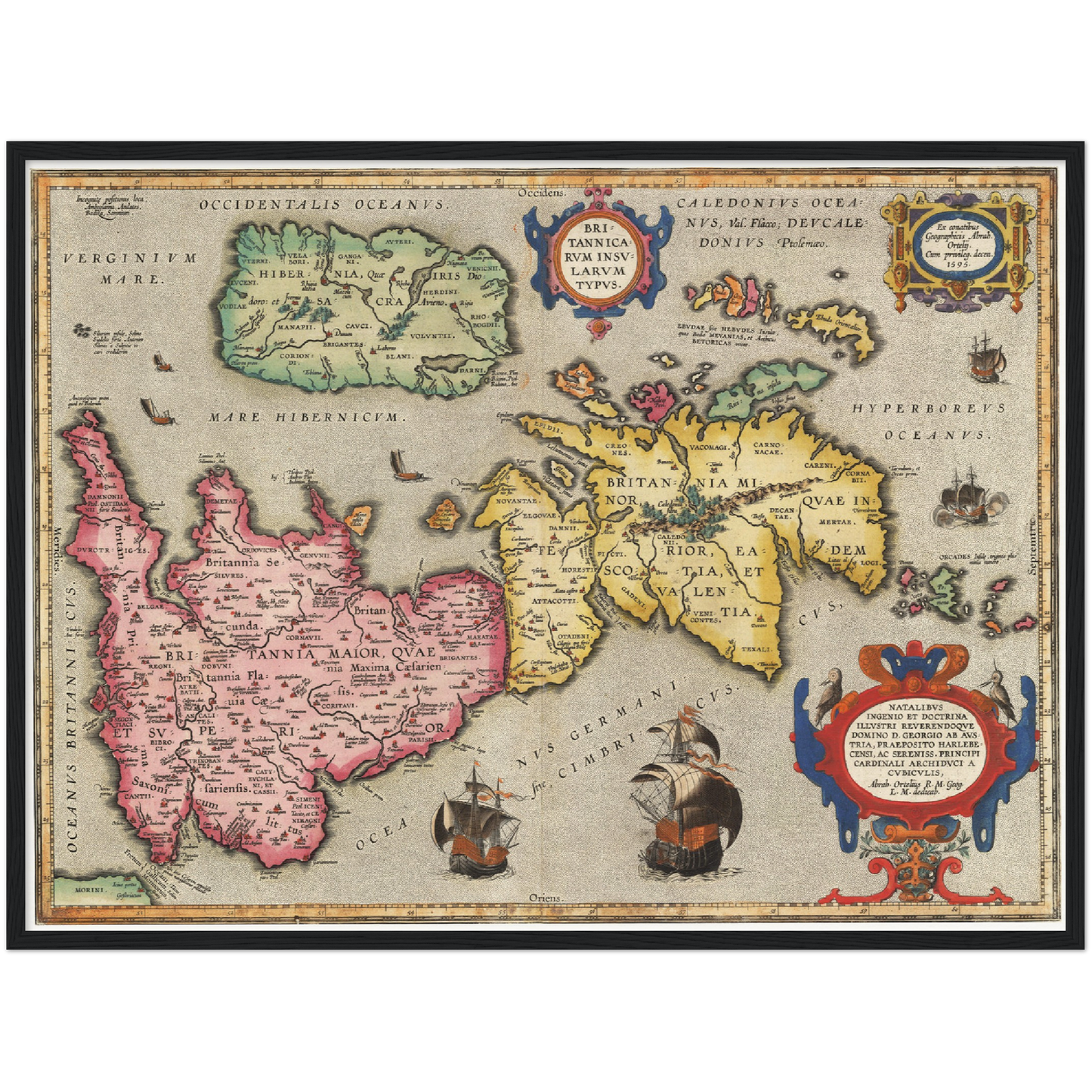 Historische Landkarte Historisches Britannien um 1595