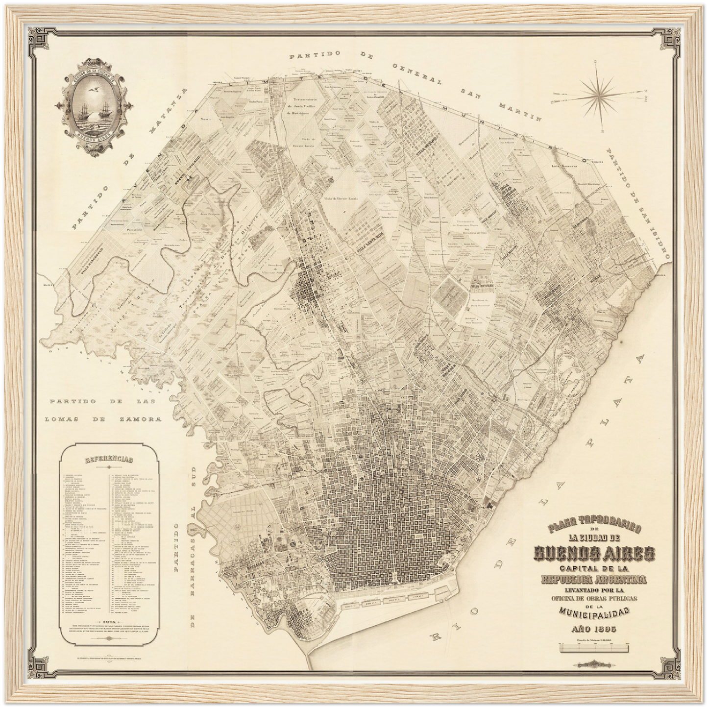 Historischer Stadtplan Buenos Aires um 1895