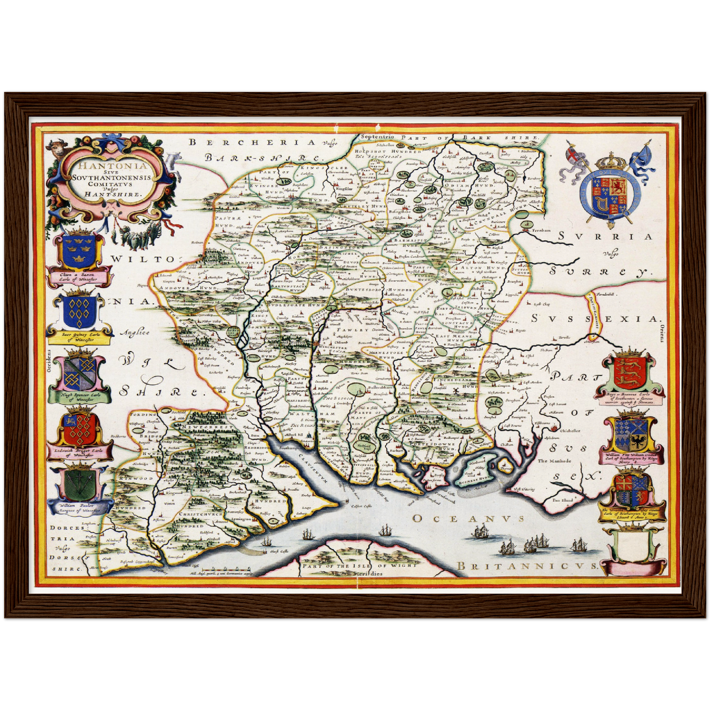 Historische Landkarte Hampshire um 1646