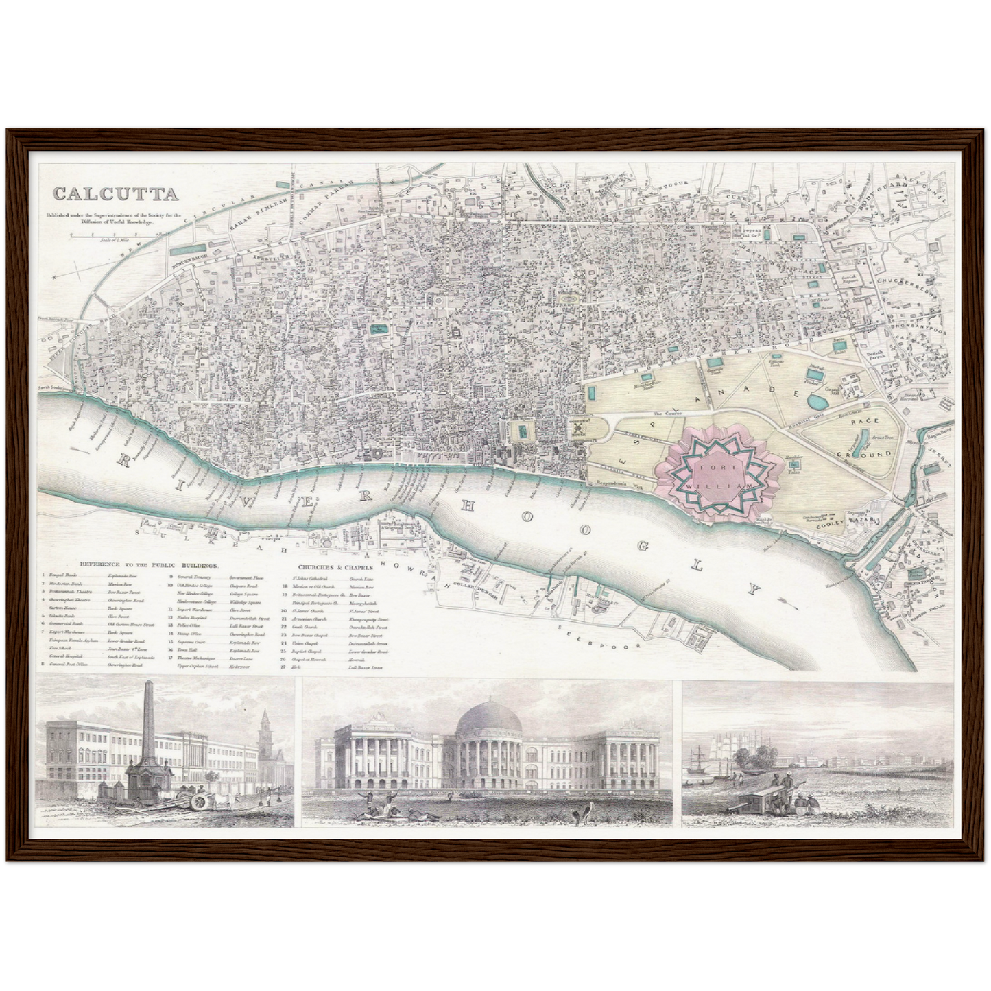 Historischer Stadtplan Kalkutta um 1842