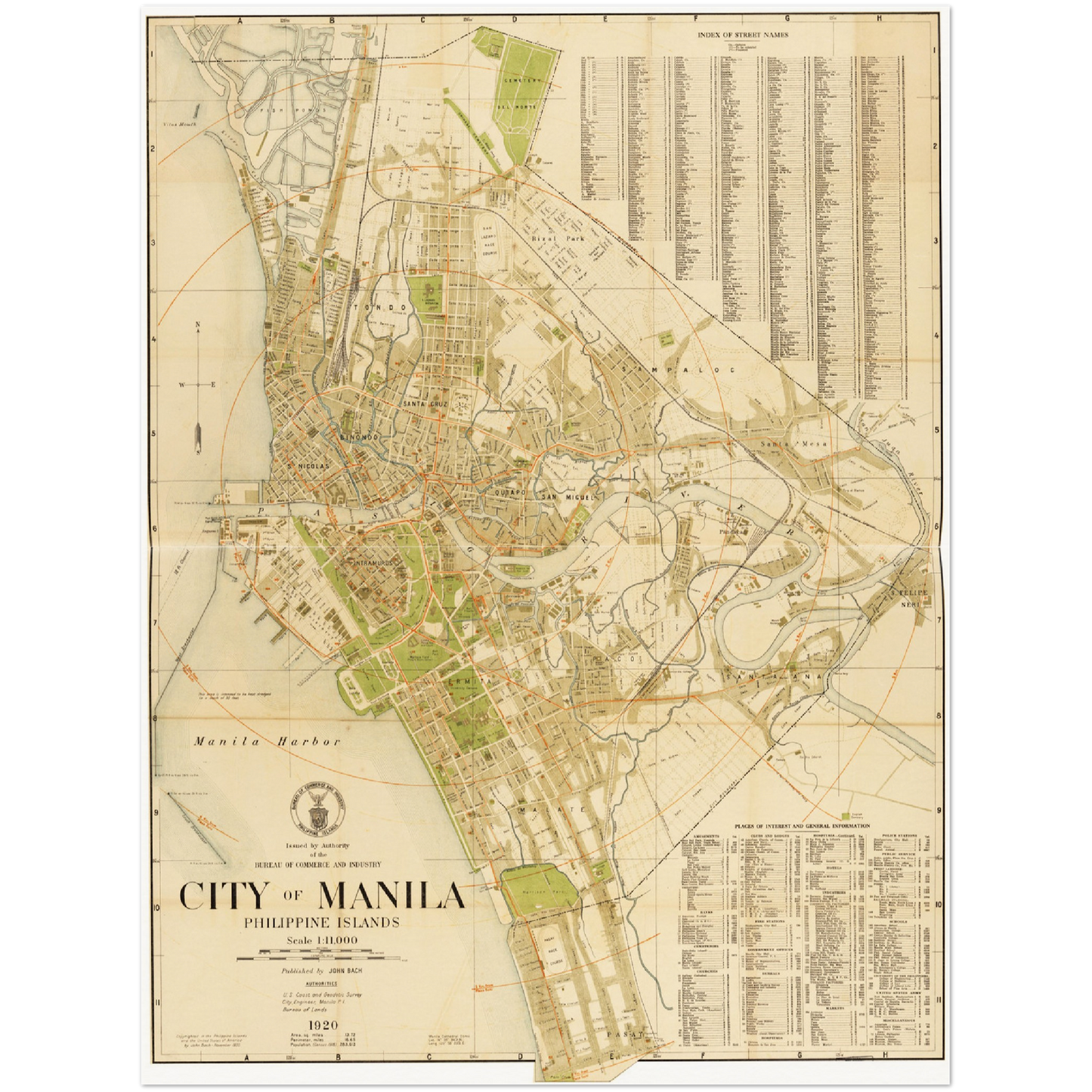 Historischer Stadtplan Manila um 1920
