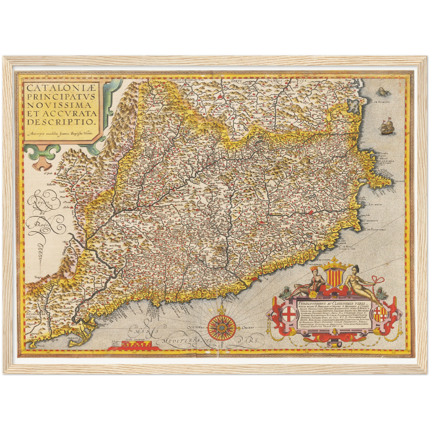 Historische Landkarte Katalonien um 1609