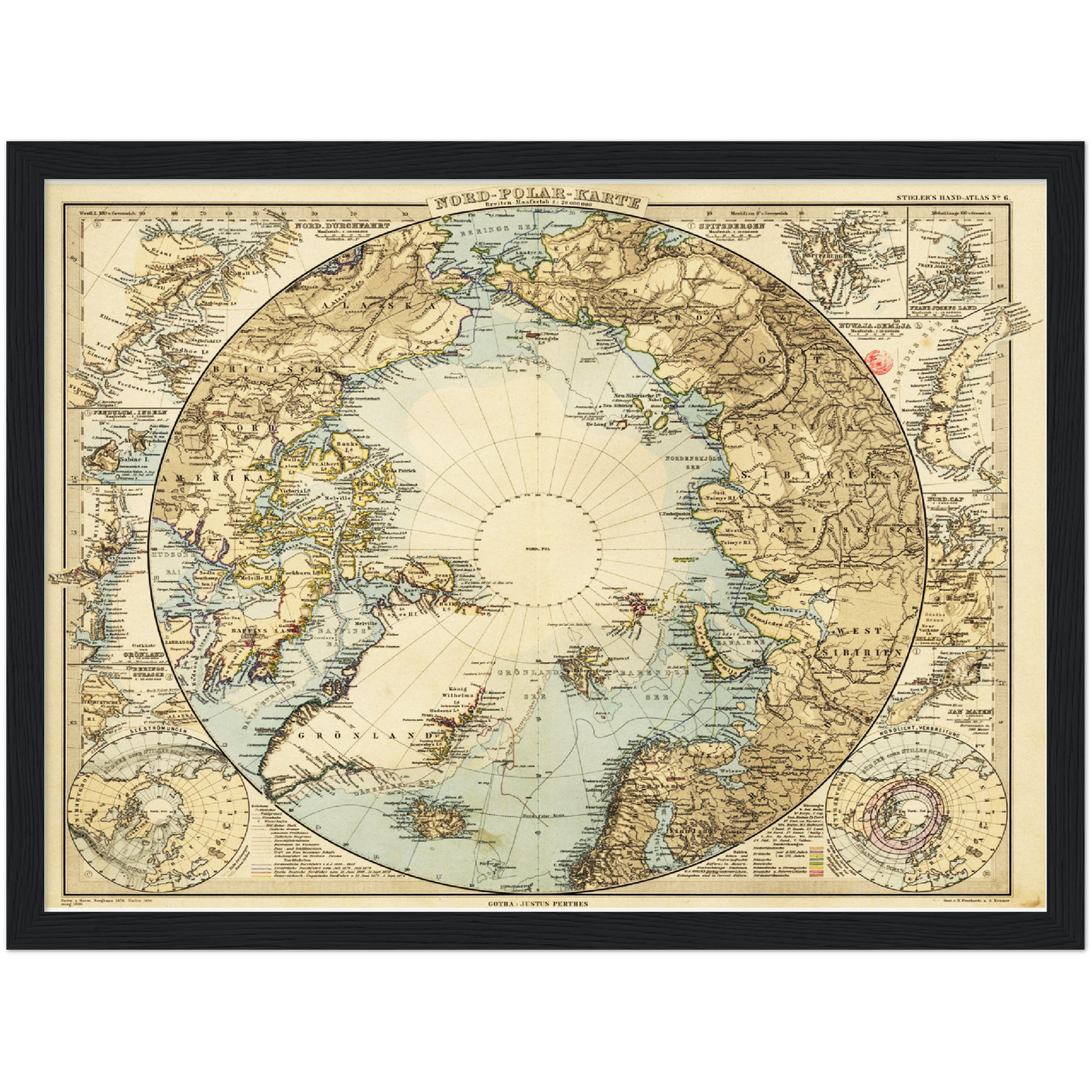 Historische Landkarte Arktis um 1885