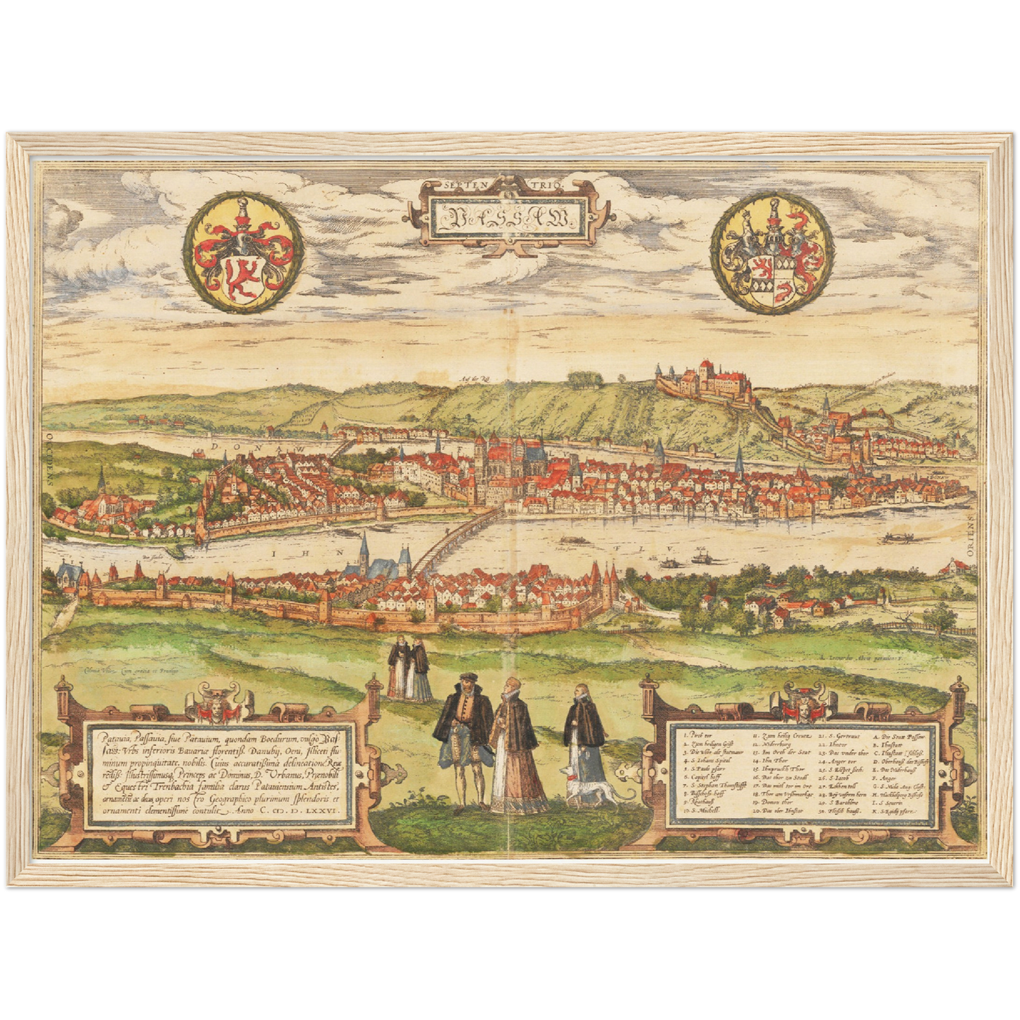 Historische Stadtansicht Passau um 1582