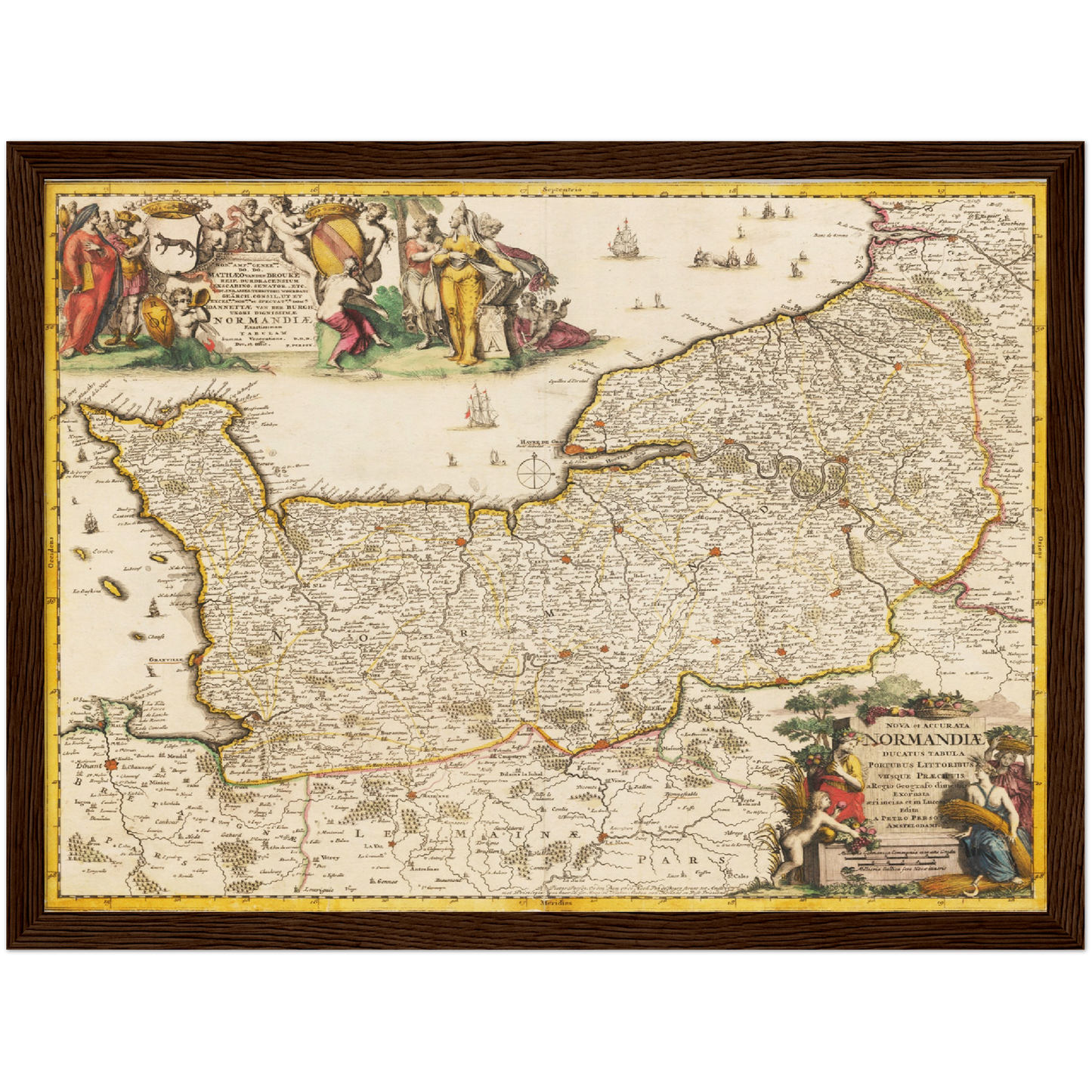 Historische Landkarte Normandie um 1698