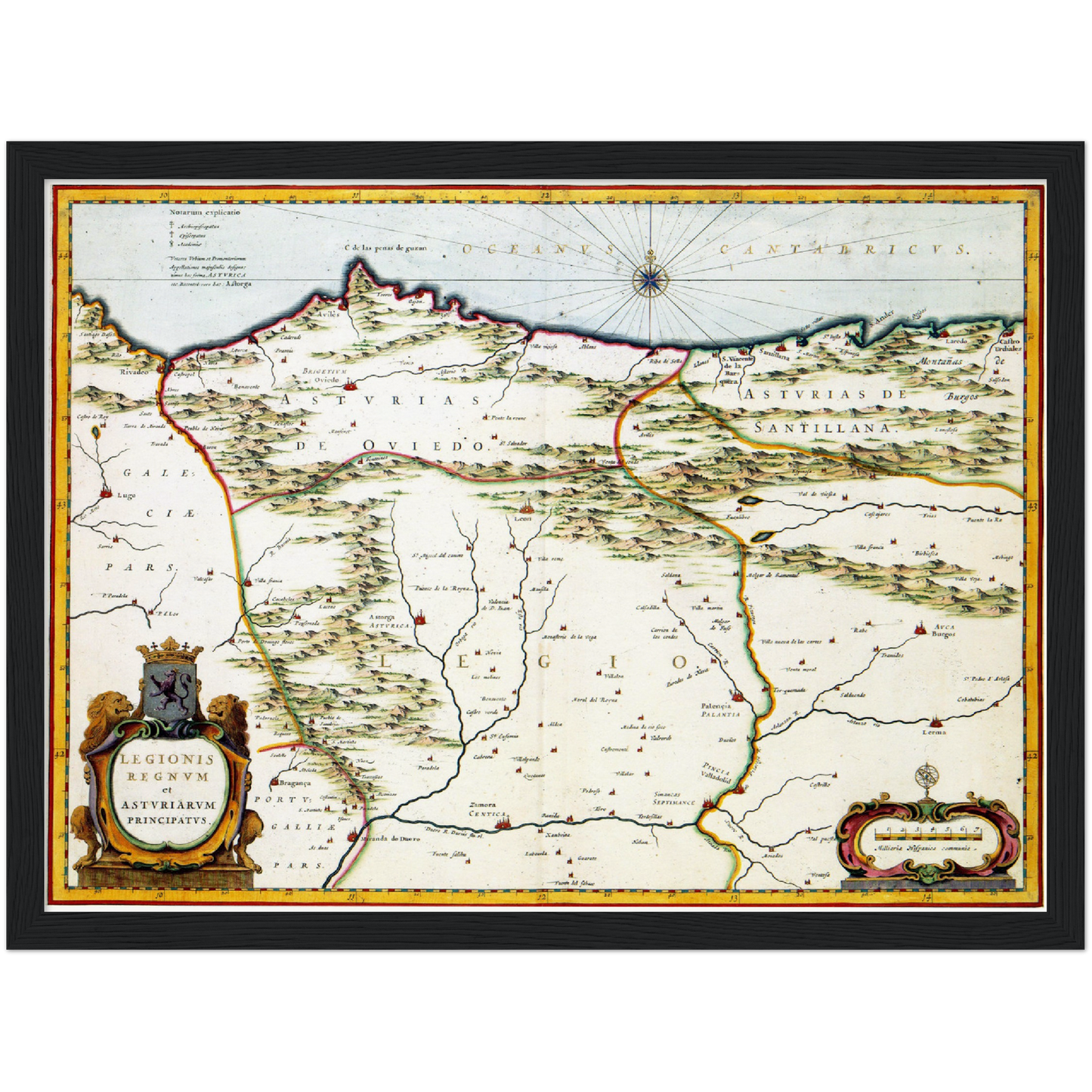 Historische Landkarte Asturien um 1690