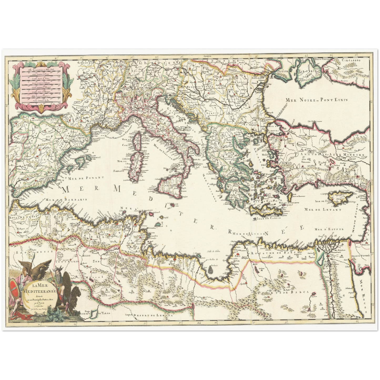 Historische Landkarte Südeuropa um 1700