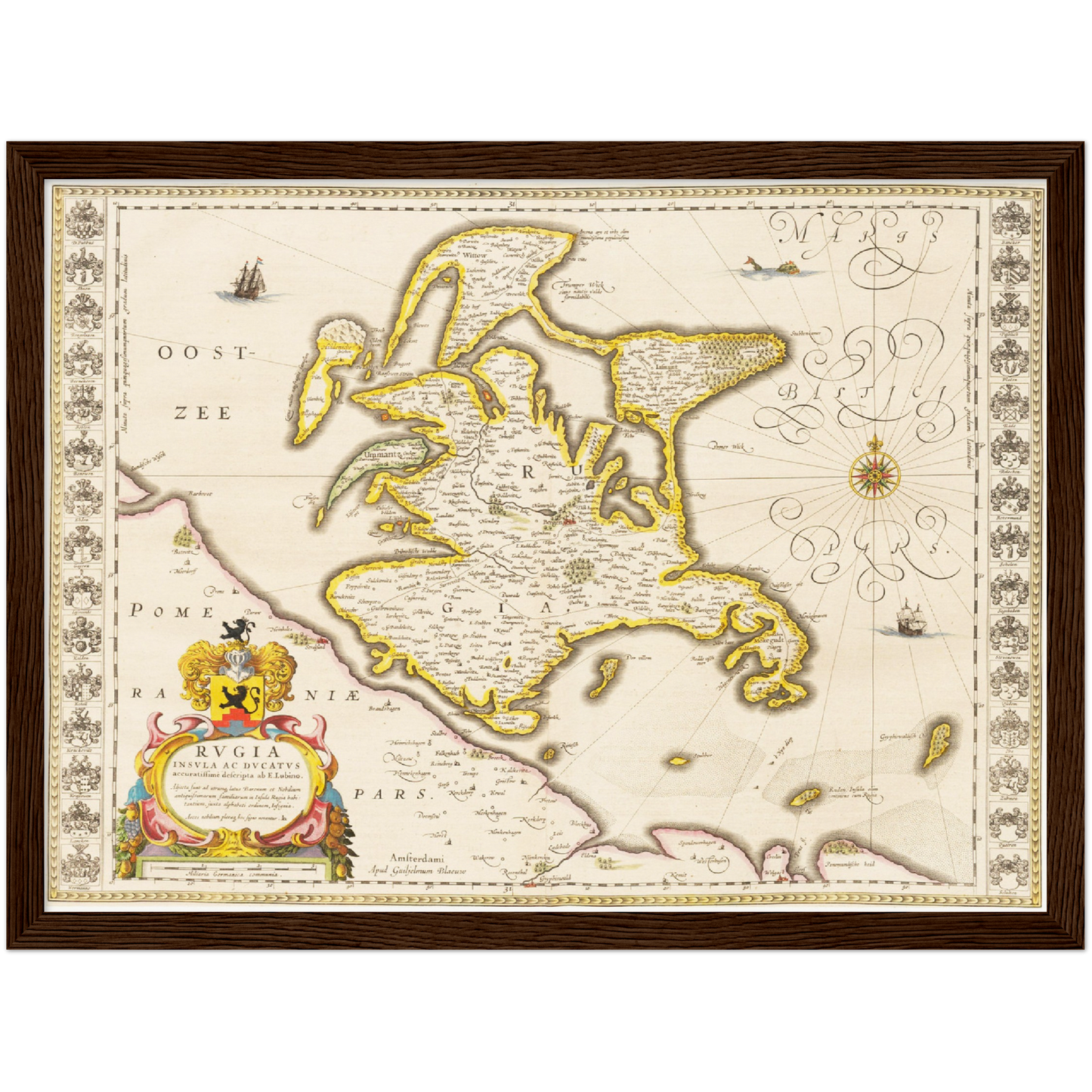 Historische Landkarte Insel Rügen um 1635