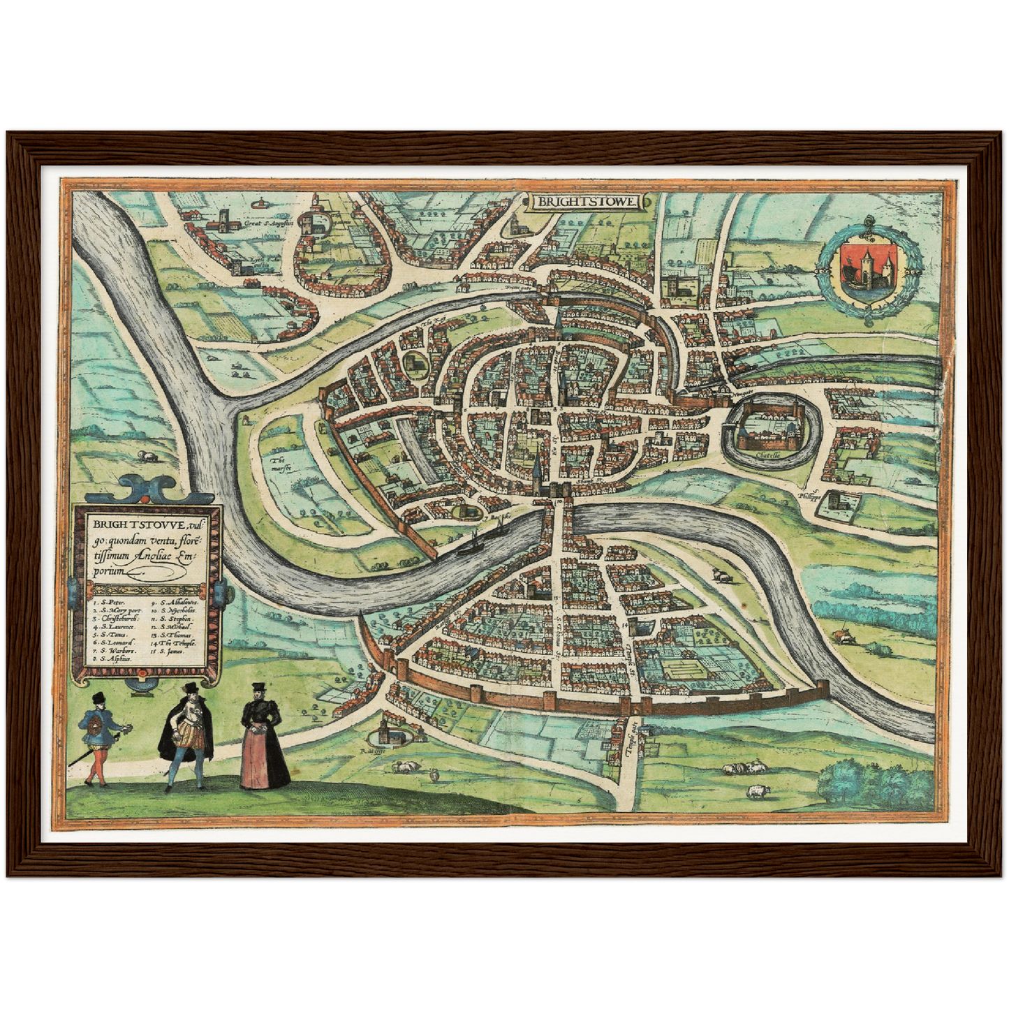 Historische Stadtansicht Bristol um 1609