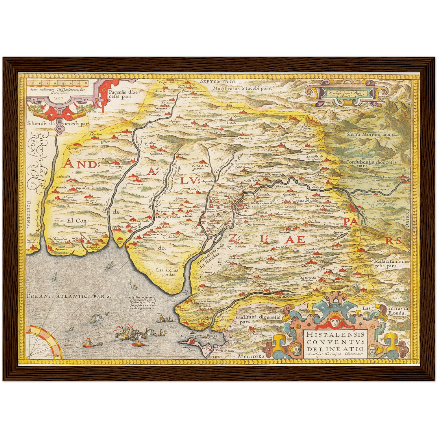Historische Landkarte Andalusien um 1609
