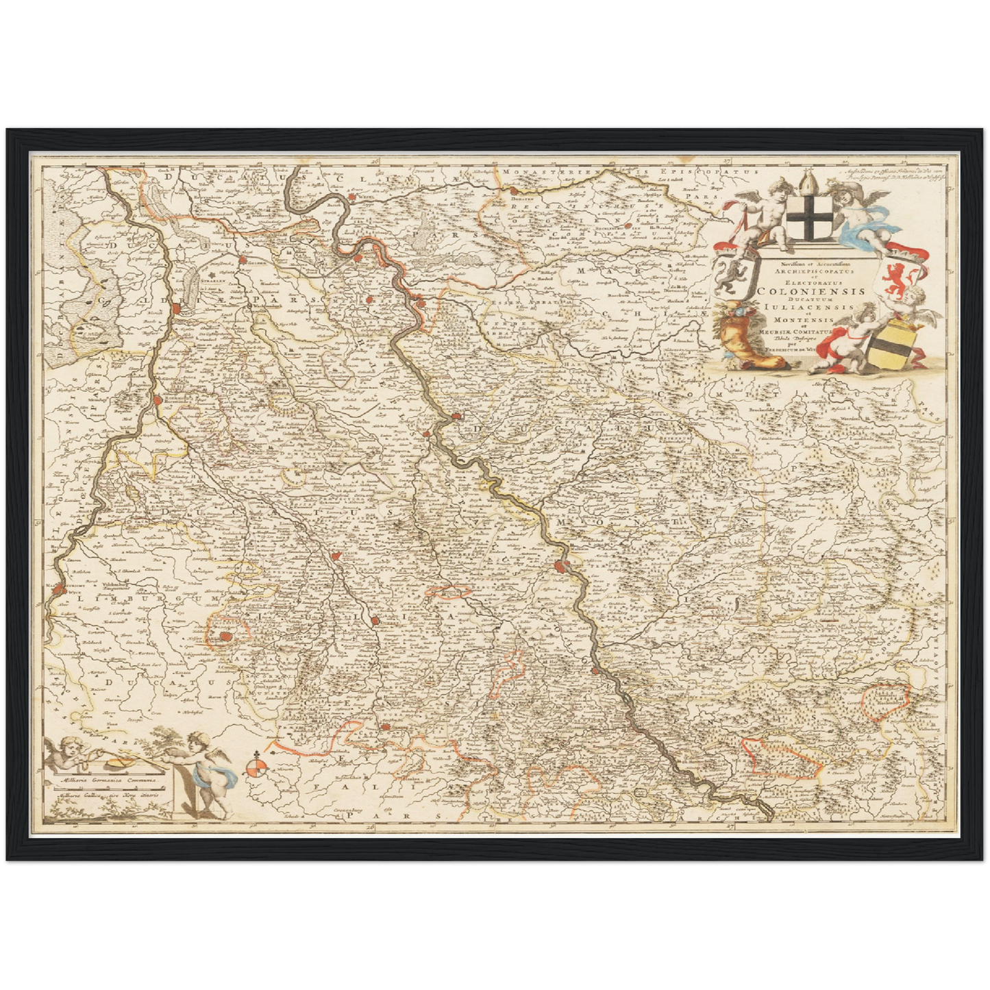 Historische Landkarte Rheinland um 1698