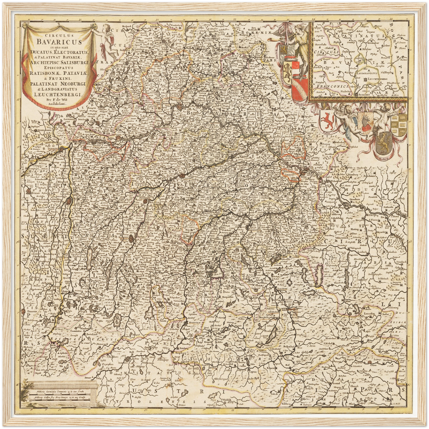 Historische Landkarte Bayern um 1698