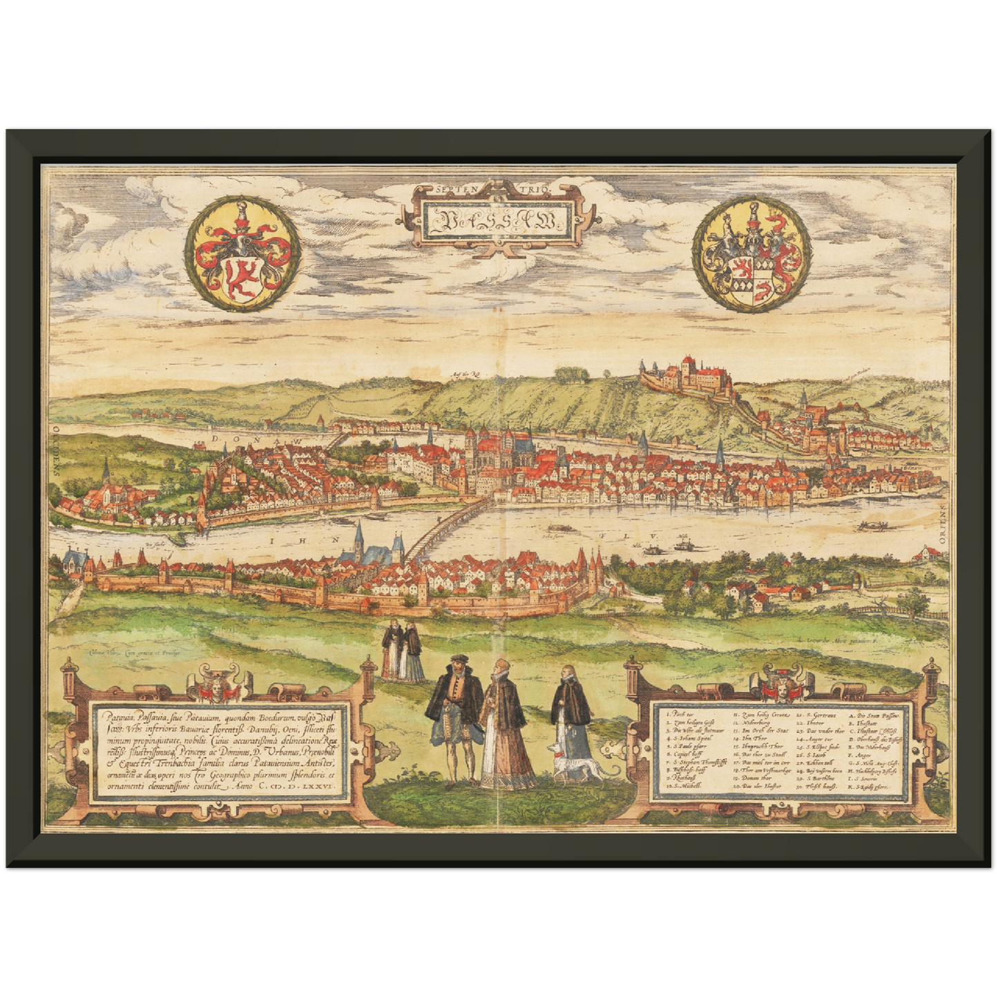 Historische Stadtansicht Passau um 1582