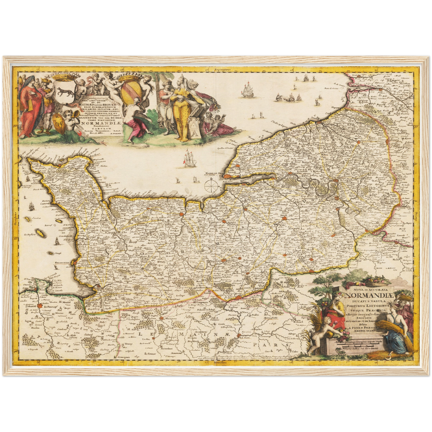Historische Landkarte Normandie um 1698