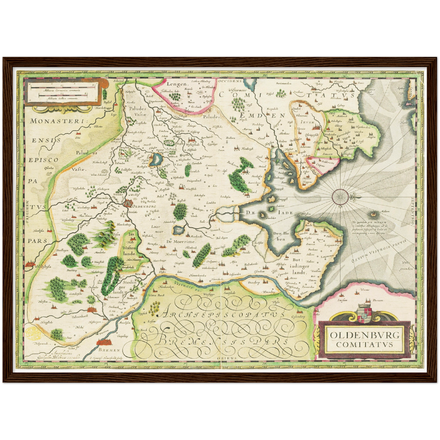 Historische Landkarte Oldenburg um 1645