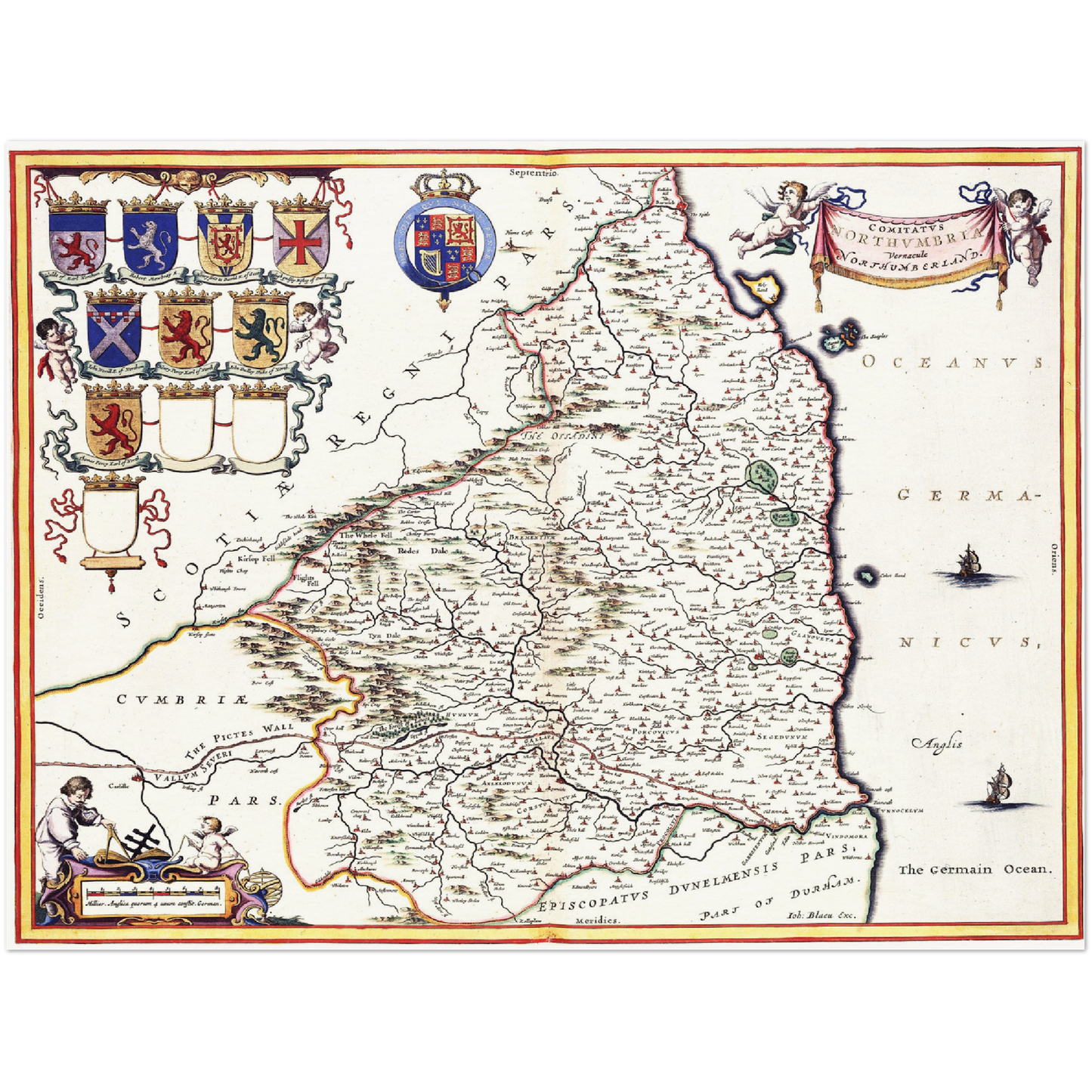 Historische Landkarte Northumberland um 1646