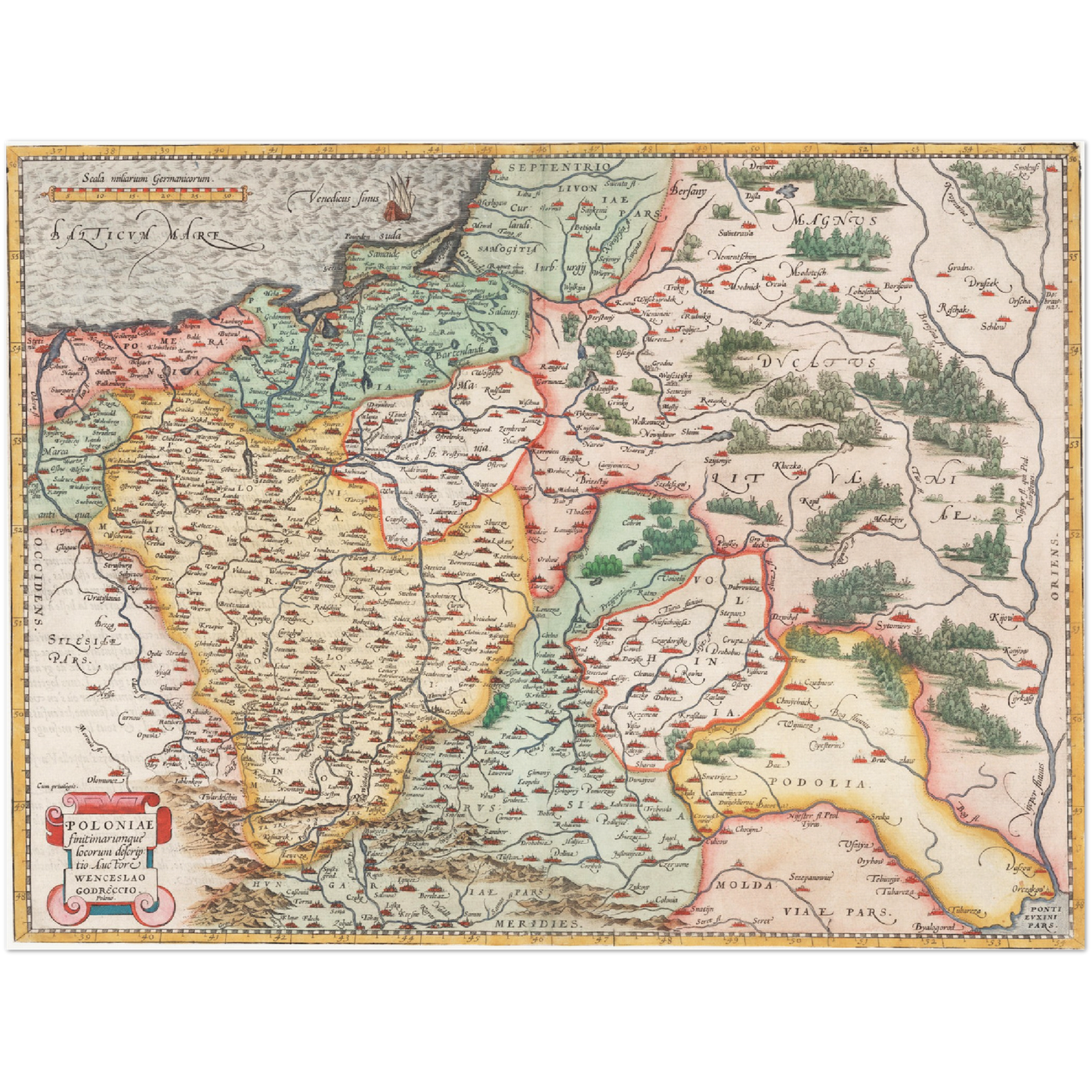 Historische Landkarte Polen um 1570
