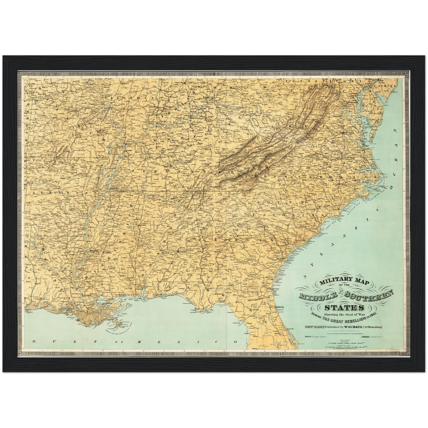Historische Landkarte Konfederierte USA um 1861