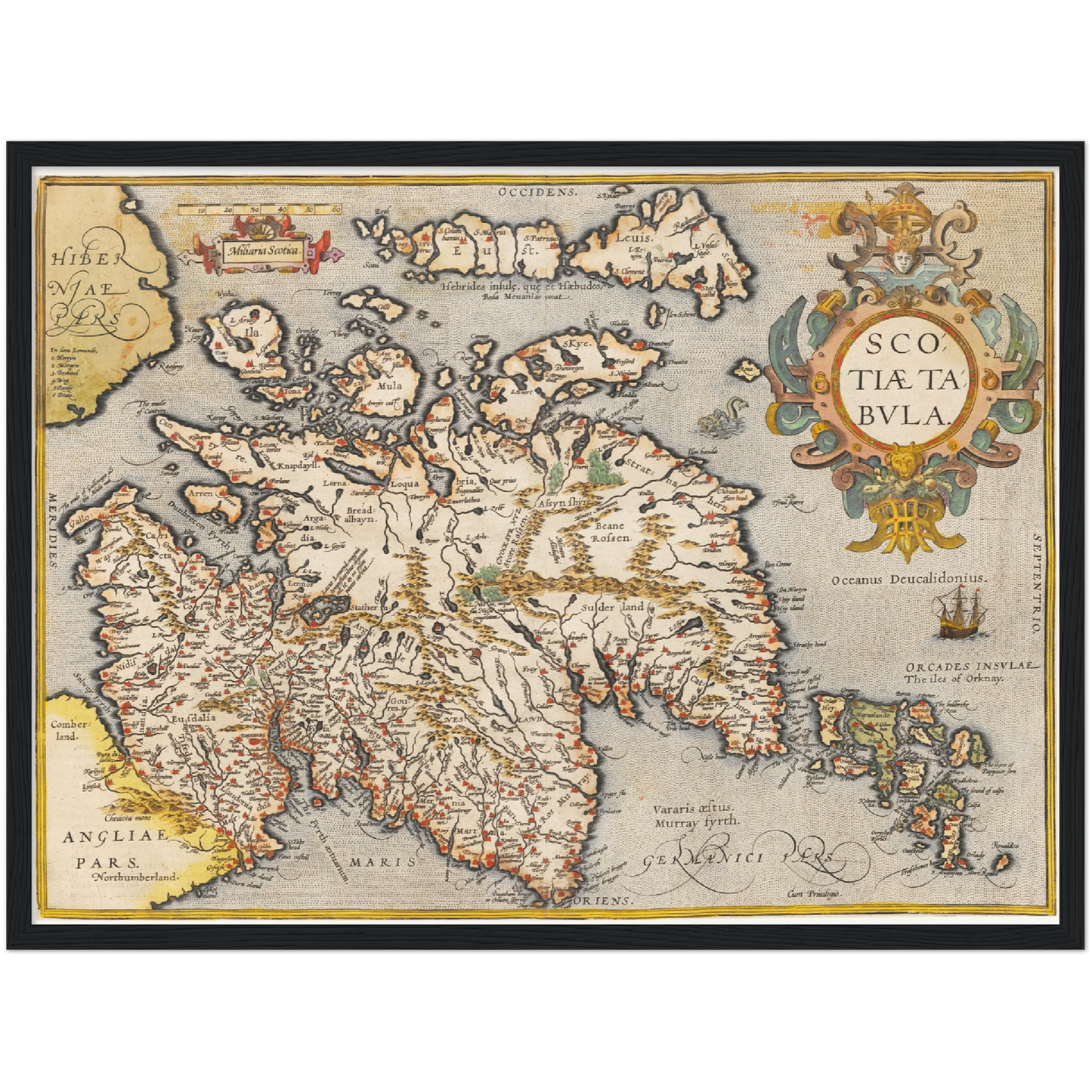 Historische Landkarte Schottland um 1609