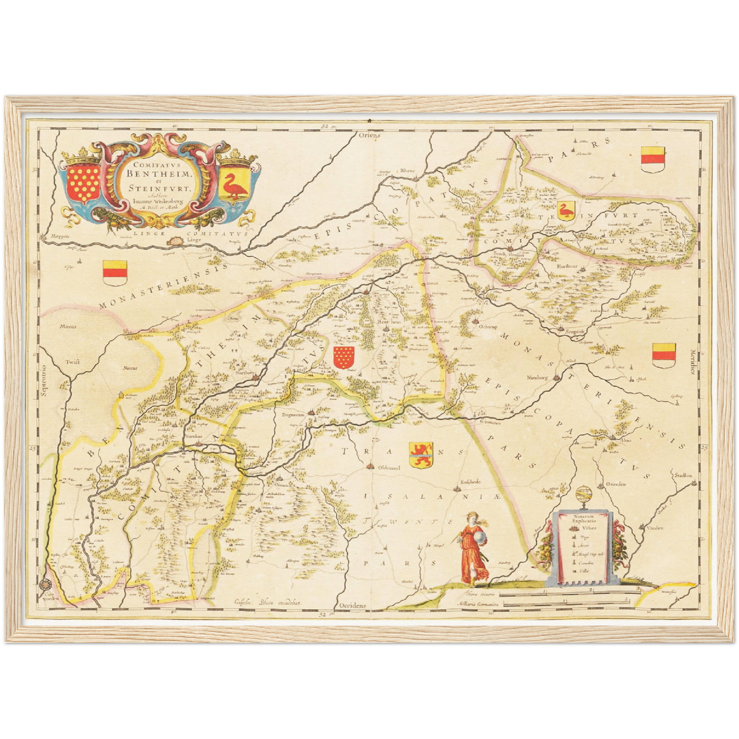 Historische Landkarte Grafschaft Bentheim um 1635