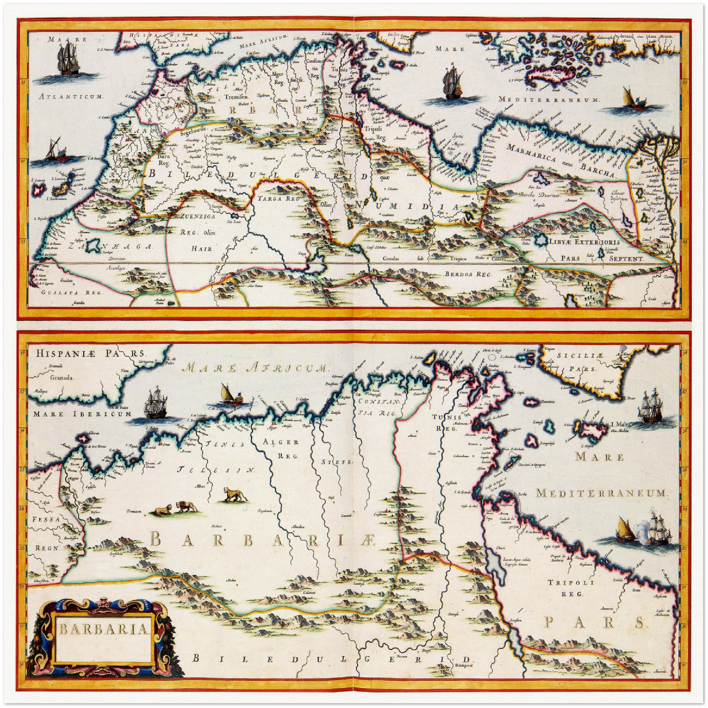Historische Landkarte Maghreb um 1690
