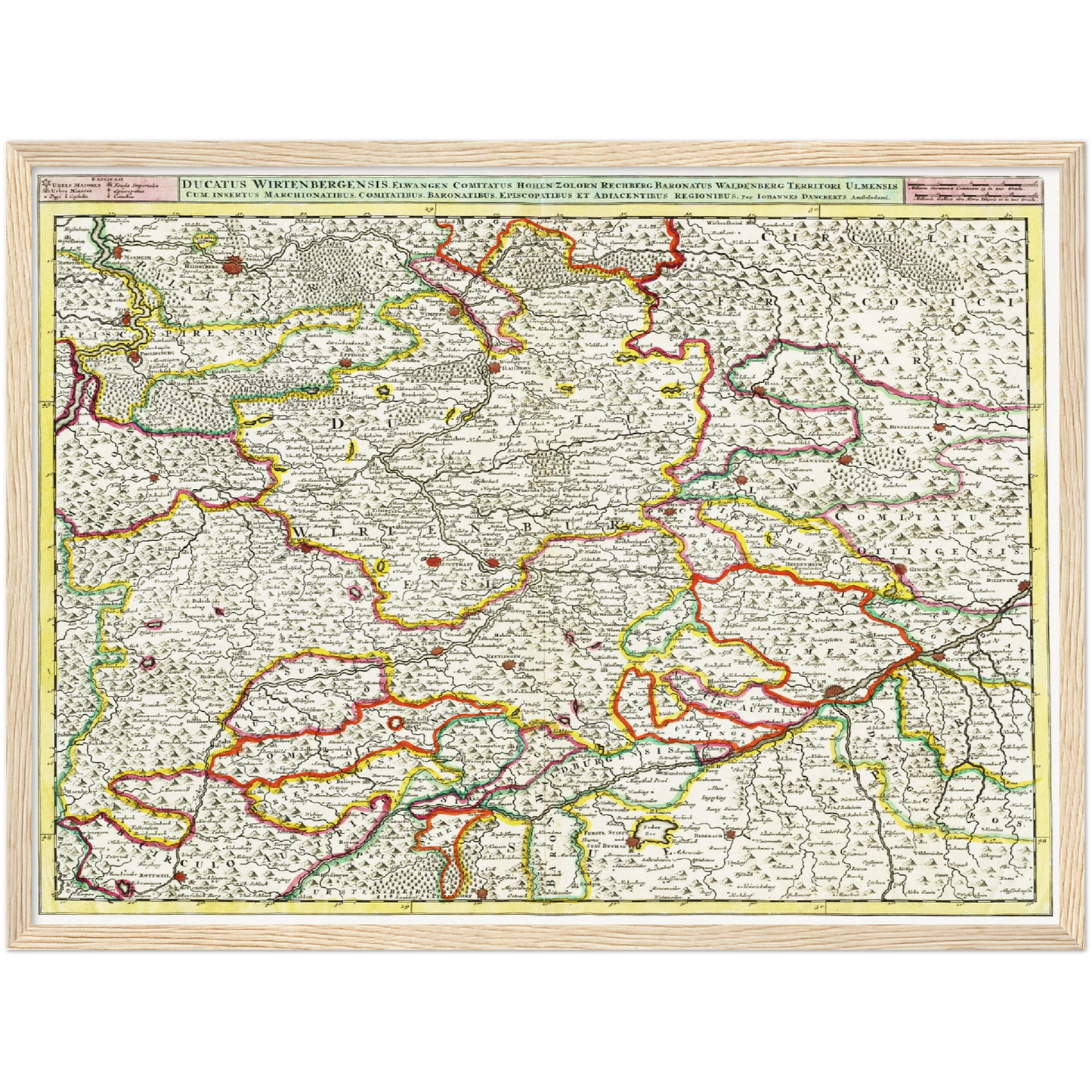 Historische Landkarte Württemberg um 1680