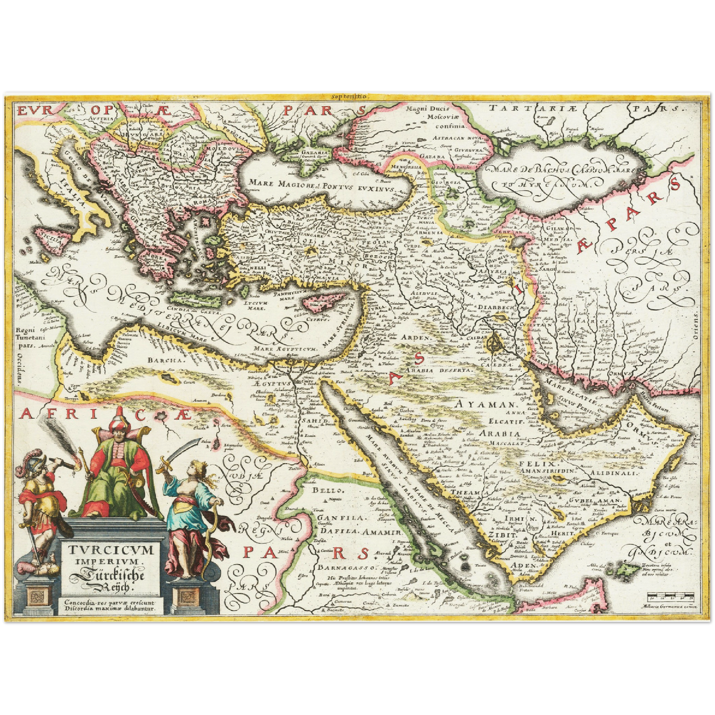 Historische Landkarte Naher Osten um 1636