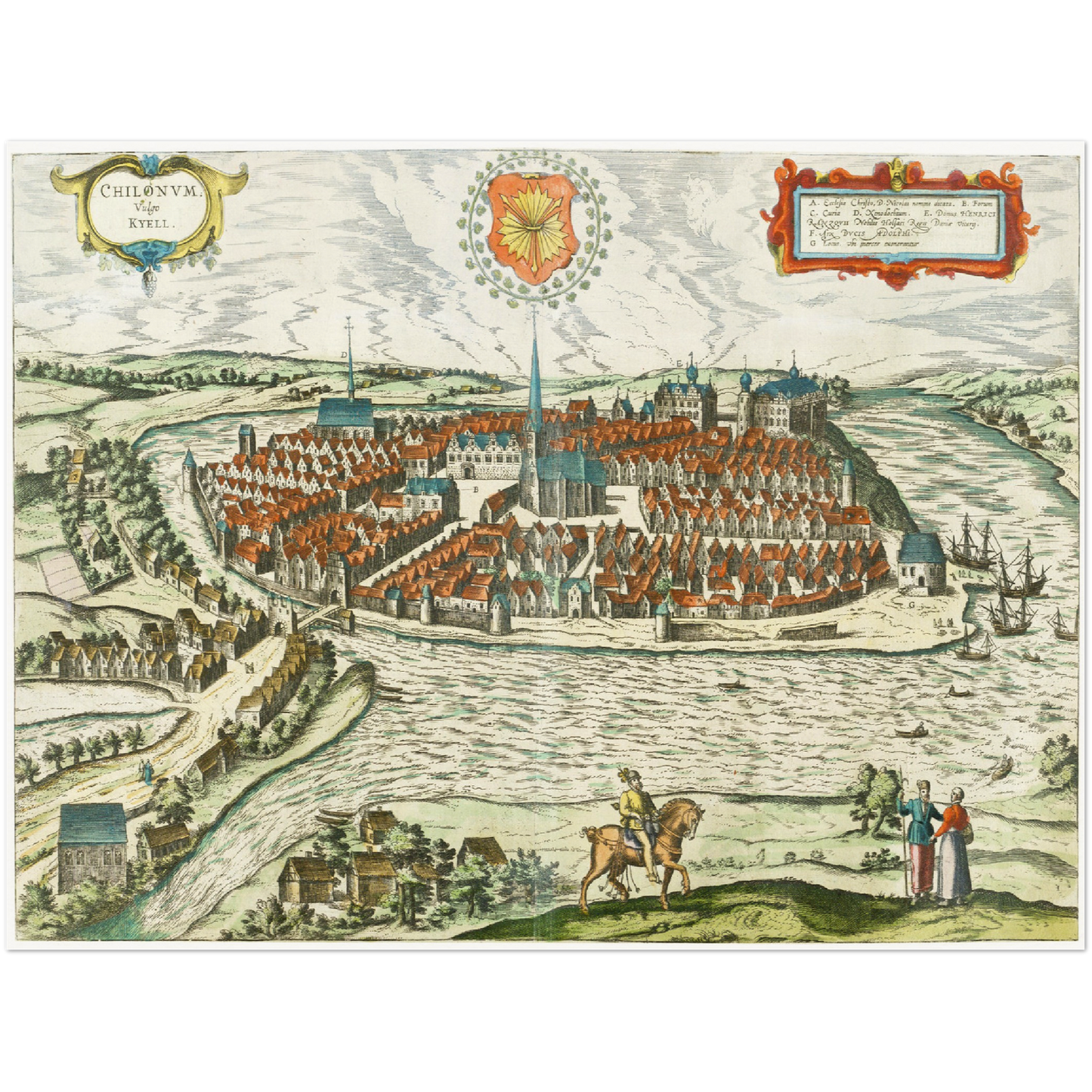Historische Stadtansicht Kiel um 1612