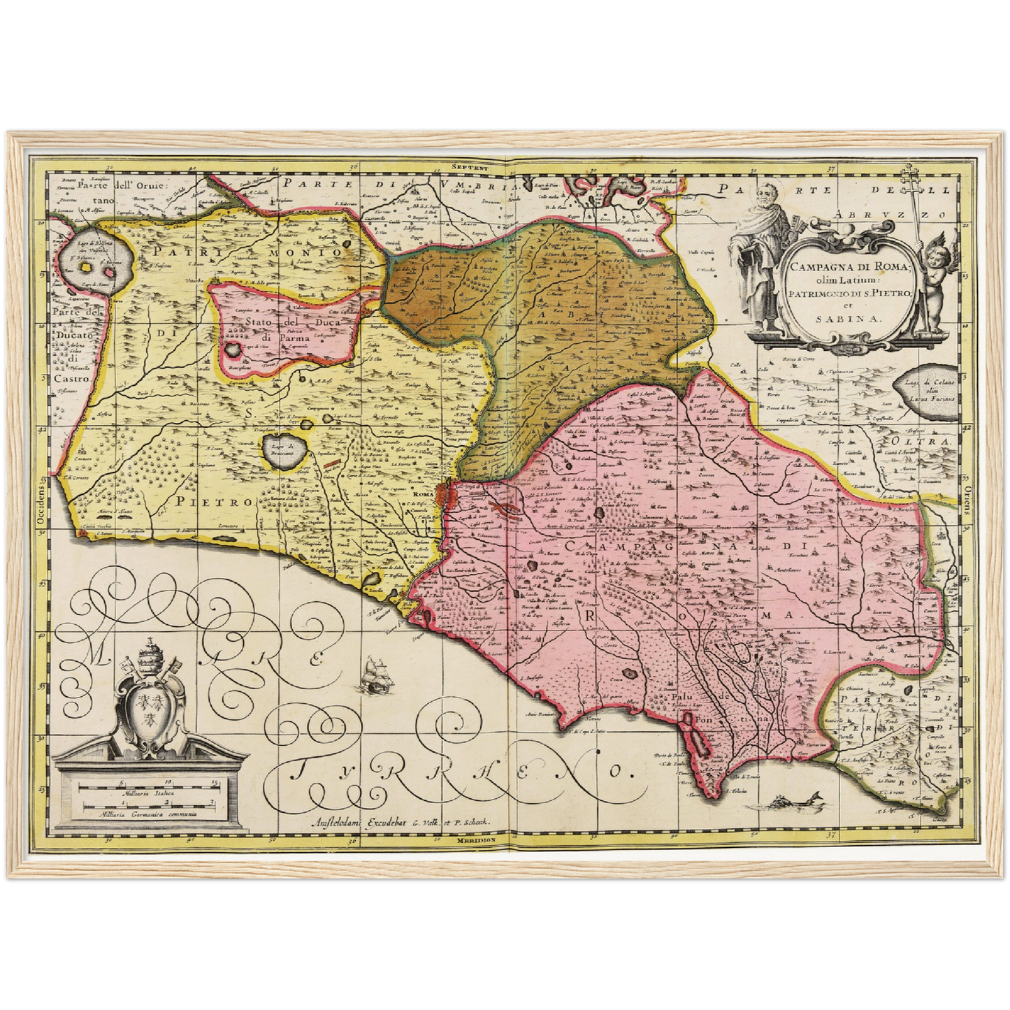 Historische Landkarte Latium um 1700