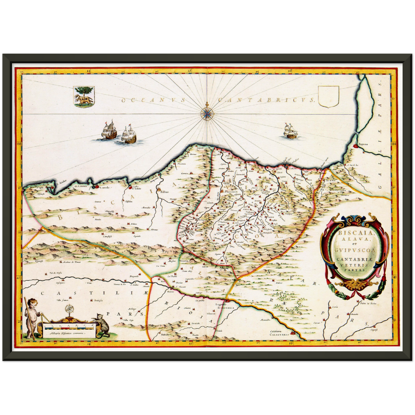 Historische Landkarte Kantabrien & Baskenland um 1690