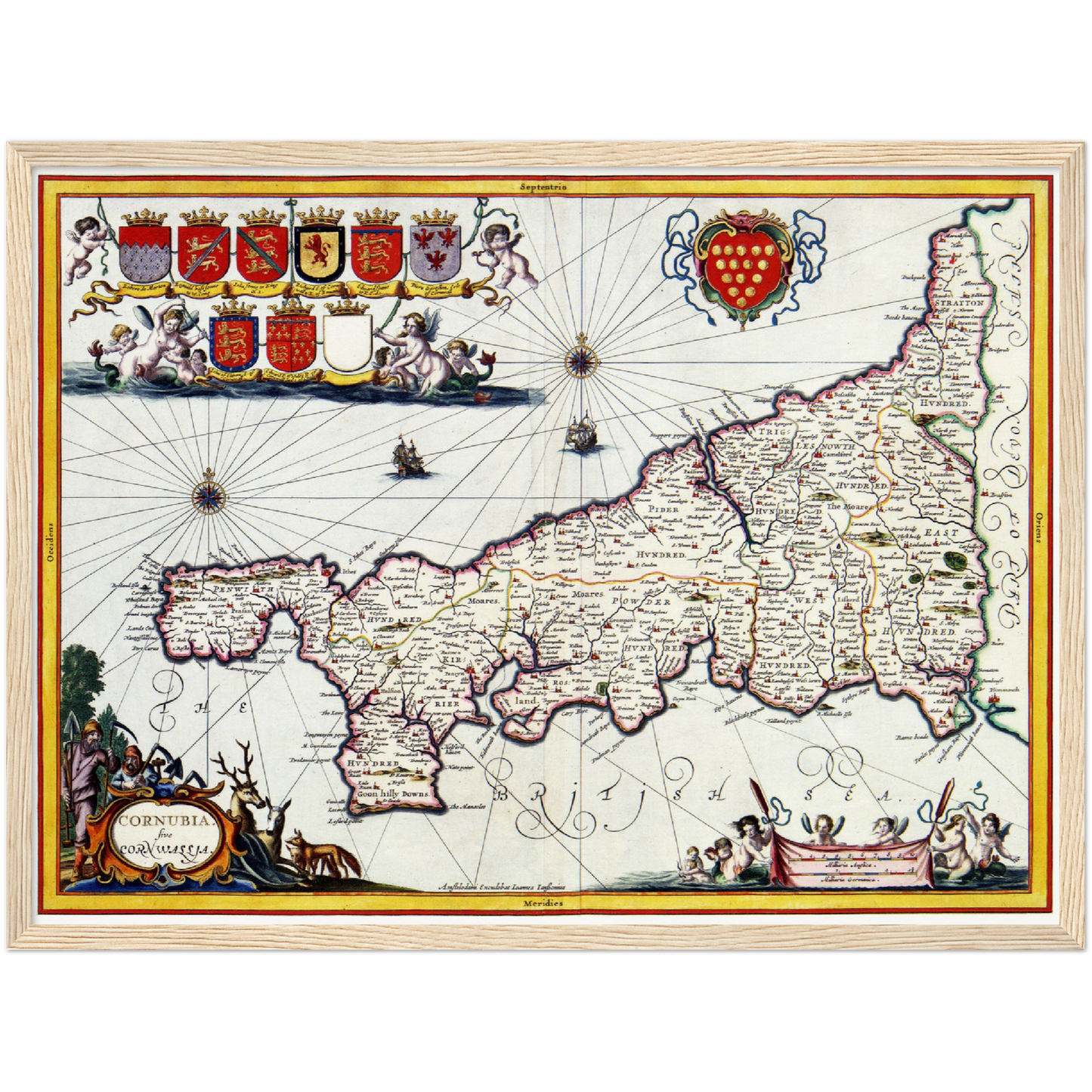 Historische Landkarte Cornwall um 1646