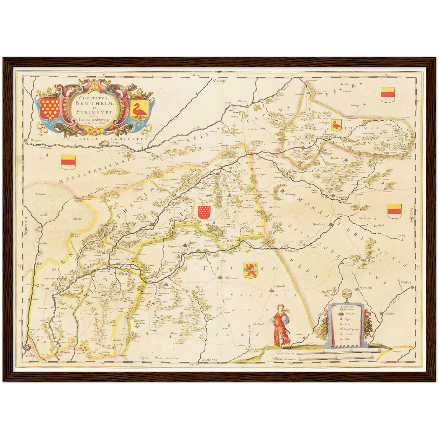 Historische Landkarte Grafschaft Bentheim um 1635