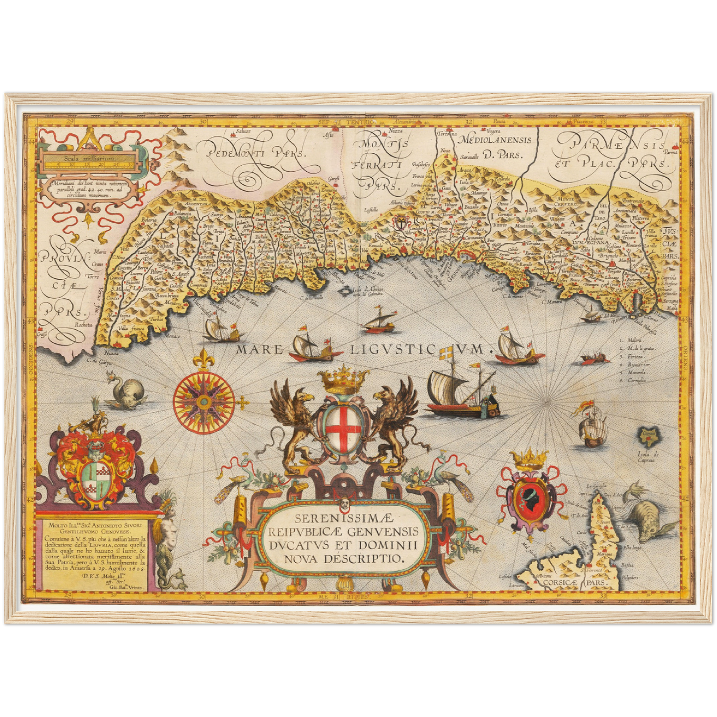 Historische Landkarte Ligurien um 1609