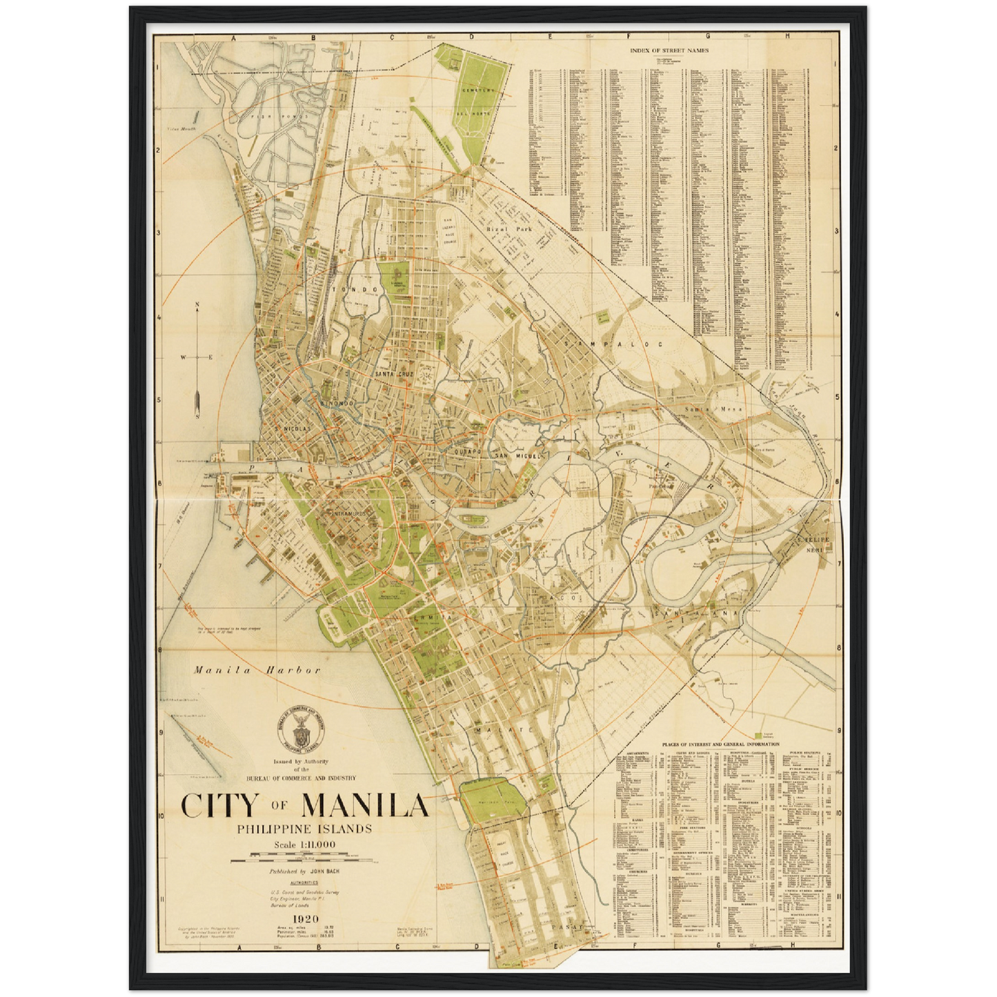 Historischer Stadtplan Manila um 1920