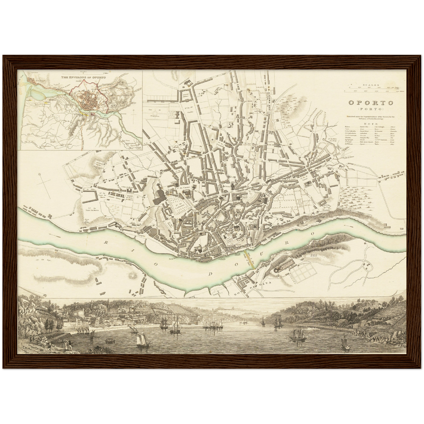 Historischer Stadtplan Porto um 1833