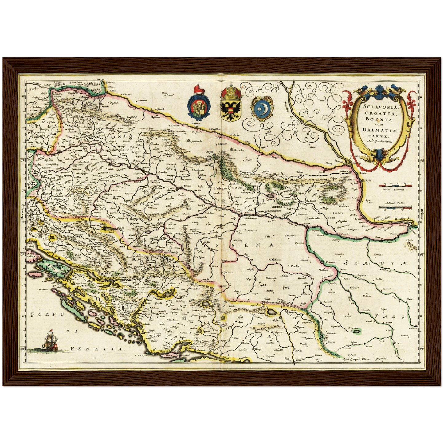 Historische Landkarte Bosnien um 1647