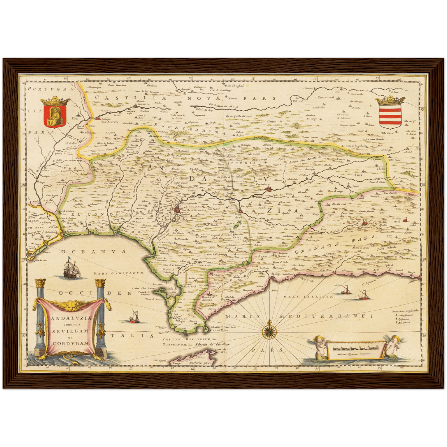 Historische Landkarte Andalusien um 1635