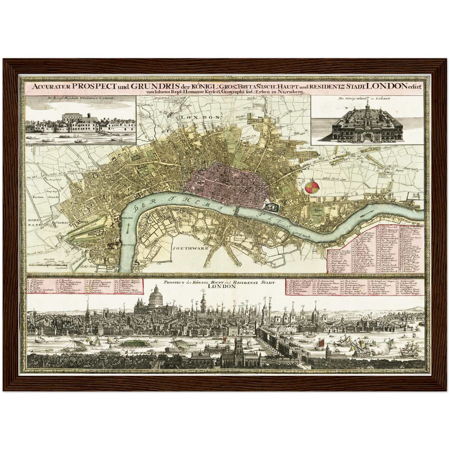 Historischer Stadtplan London um 1750