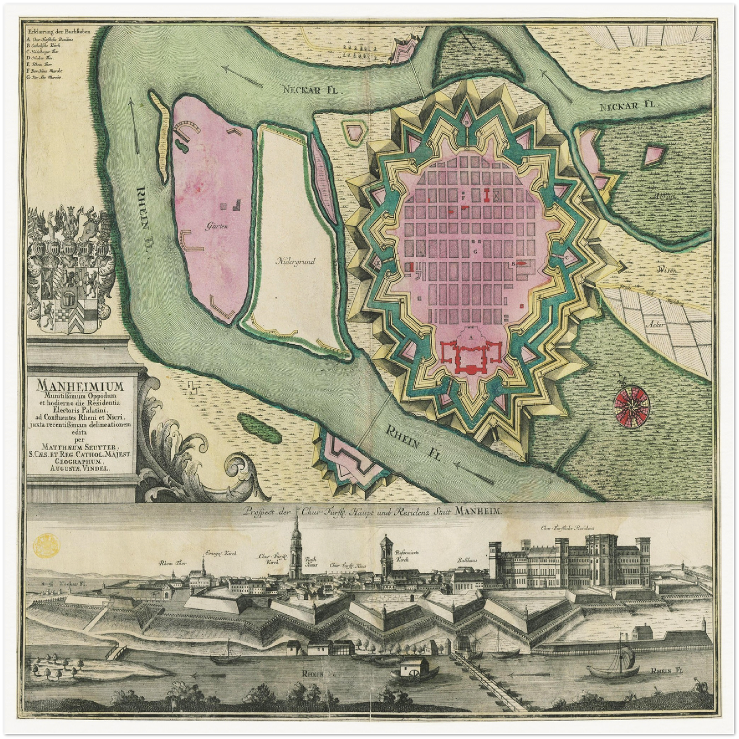 Historischer Stadtplan Mannheim um 1730