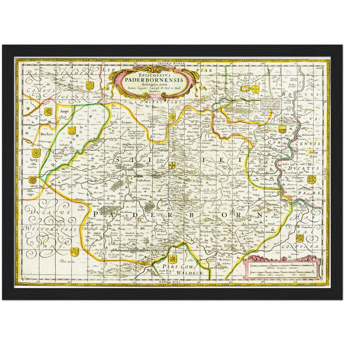 Historische Landkarte Paderborn um 1700