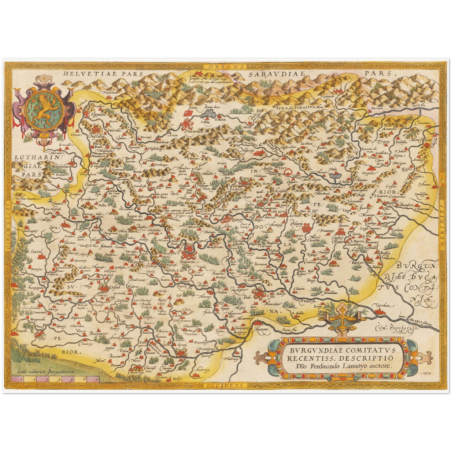 Historische Landkarte Burgund um 1609
