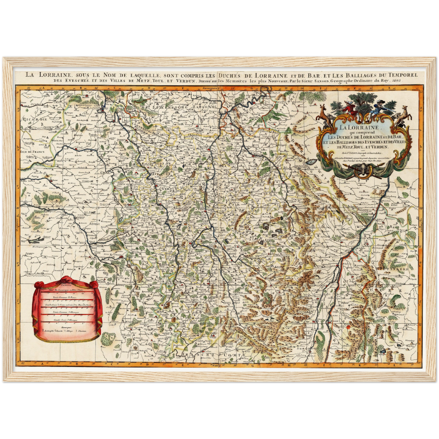 Historische Landkarte Lothringen um 1692