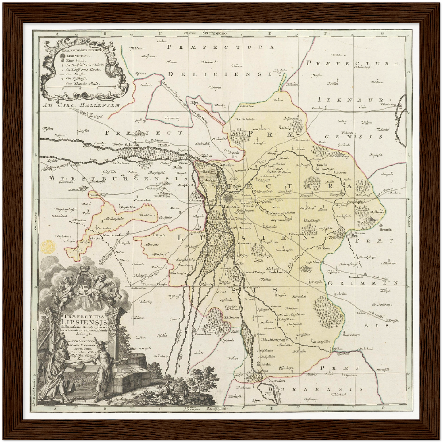 Historische Landkarte Leipzig um 1750