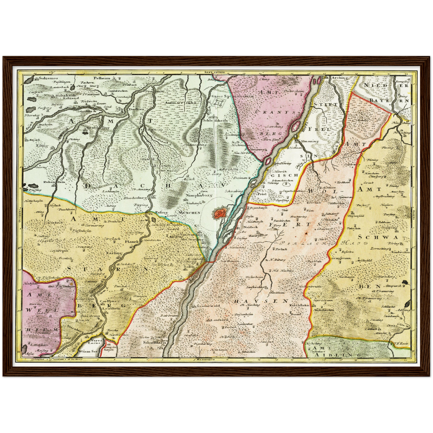 Historische Landkarte München um 1740