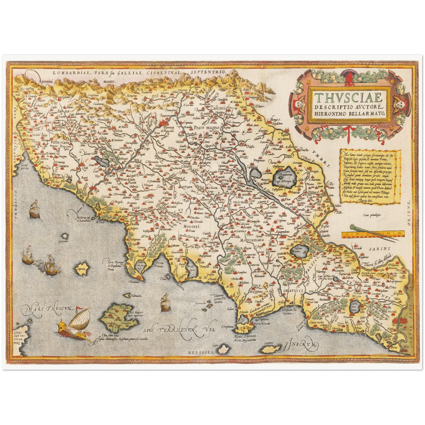 Historische Landkarte Toskana um 1609