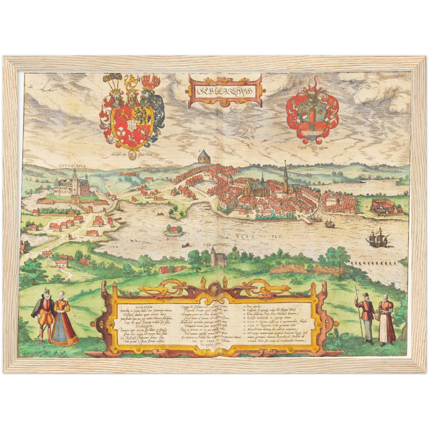 Historische Stadtansicht Schleswig um 1592