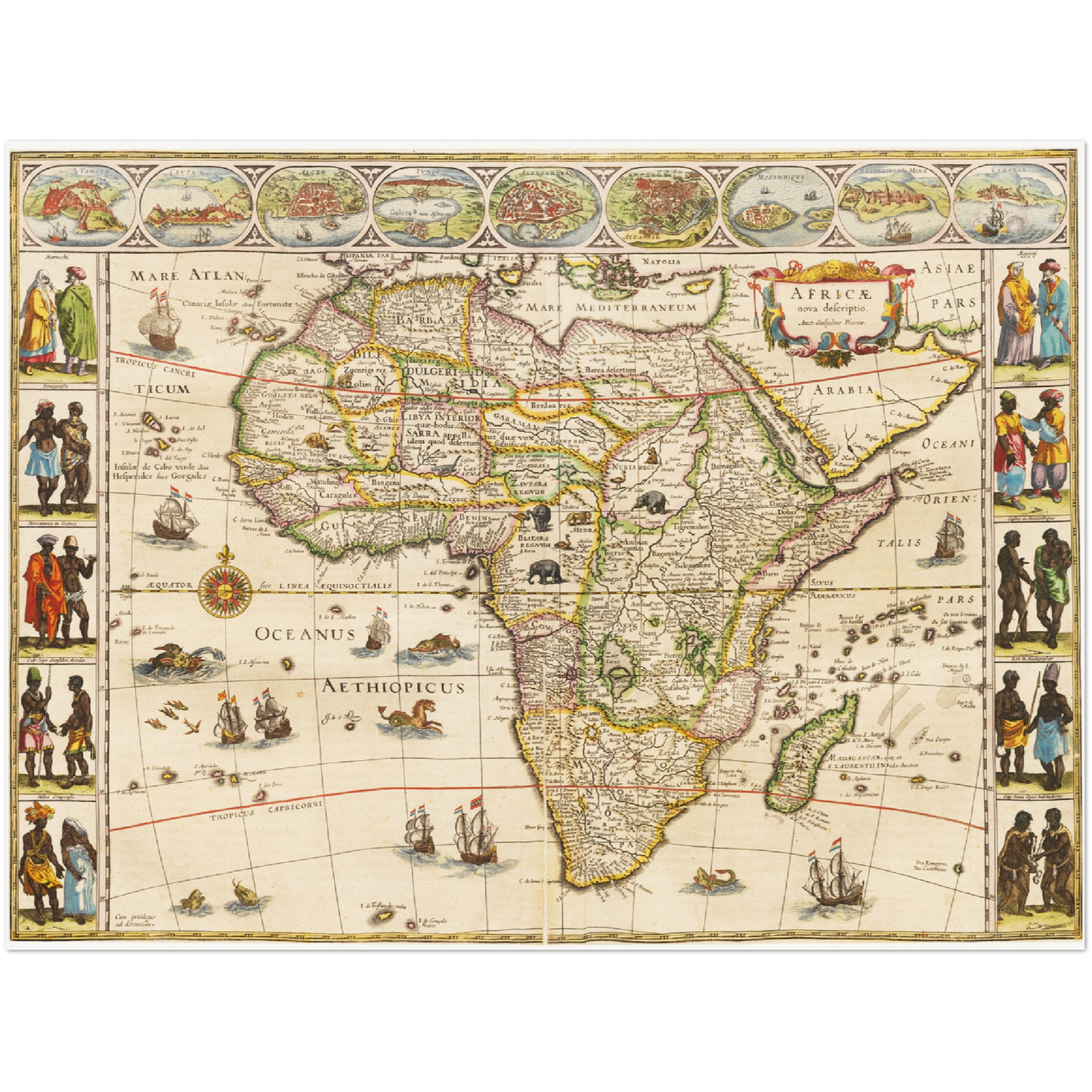 Historische Landkarte Afrika um 1635