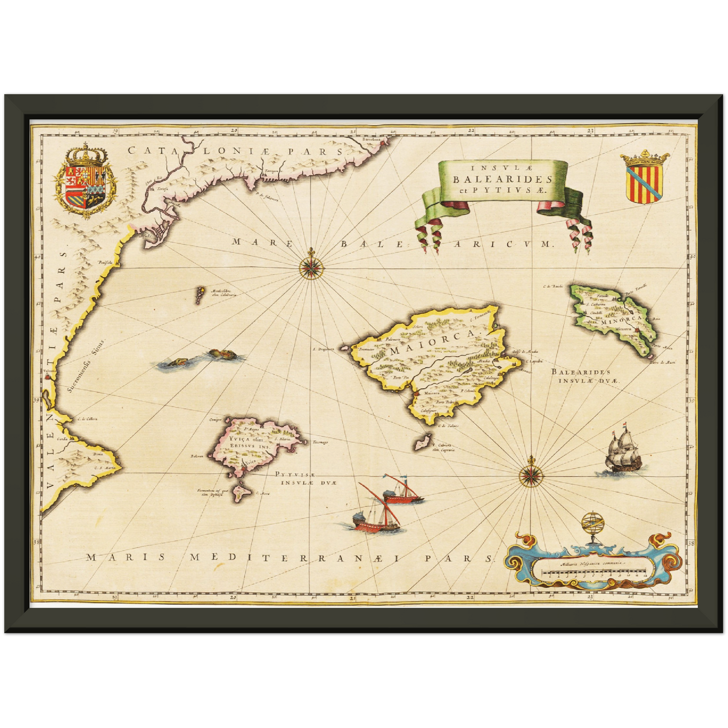Historische Landkarte Balearische Inseln um 1635