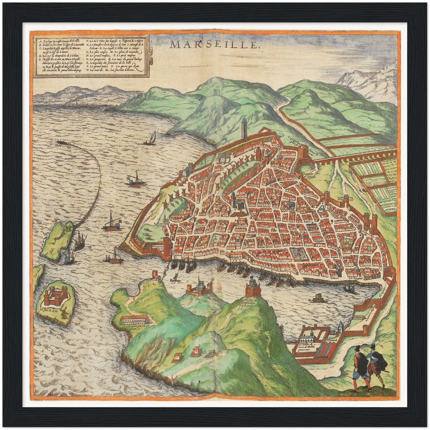 Historische Stadtansicht Marseille um 1609